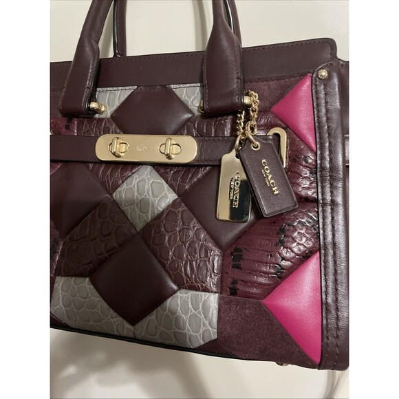 EUC COACH Swagger 27 Animal Print Mix Quilt Leather Crossbody Satchel - Picture 2 of 15